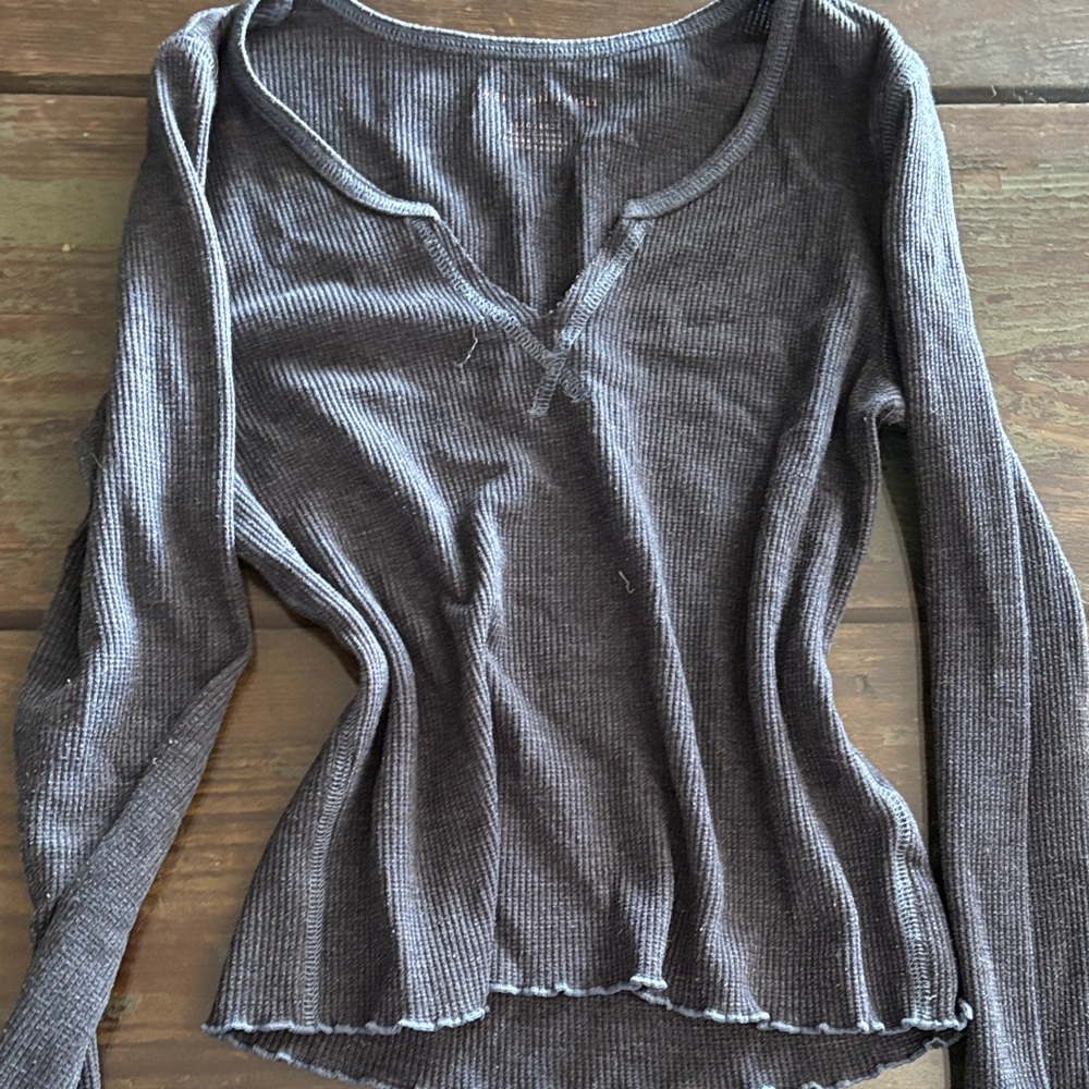 American Eagle Outfitters Charcoal Long Sleeve Top